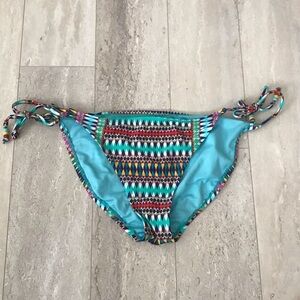 Xhilaration Multicolor Side Tie Hipster Bikini Bottom Retro Beach Swim Medium